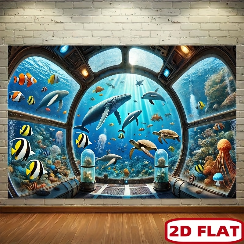 Ocean Aquarium - لوحة جدارية مطبوعة بتقنية الطباعة المسطحة