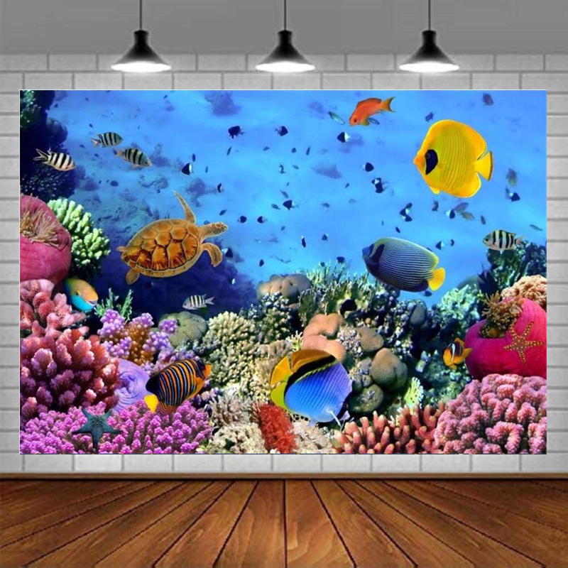 Aquarium Marine World - خلفية تصوير لعالم قاع البحر تحت
