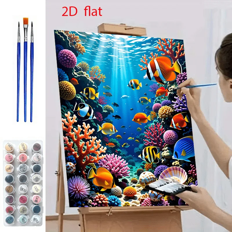 Marine Coral - مجموعة رسم بالأرقام للمبتدئين البالغين، تصميم